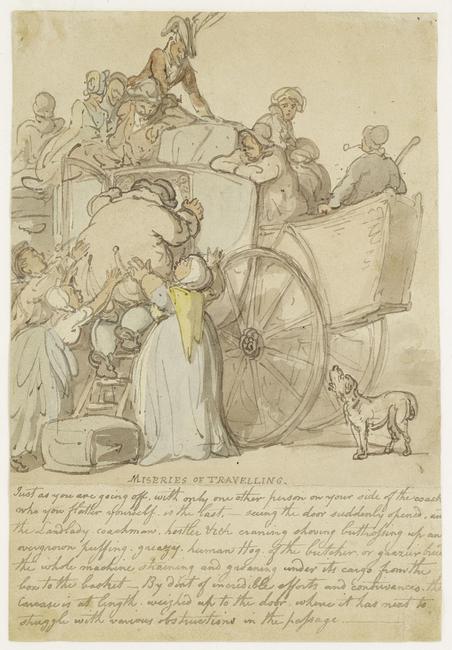 Thomas Rowlandson, Miseries of Travelling, Watercolor and Ink on Paper (Estimate: $10,000/15,000)