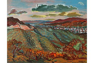 Anders Aldrin, Elysian Park , Looking Toward Chavez Ravine (originally called City View), c.  1945, oil on canvas, 20 x 26 inches