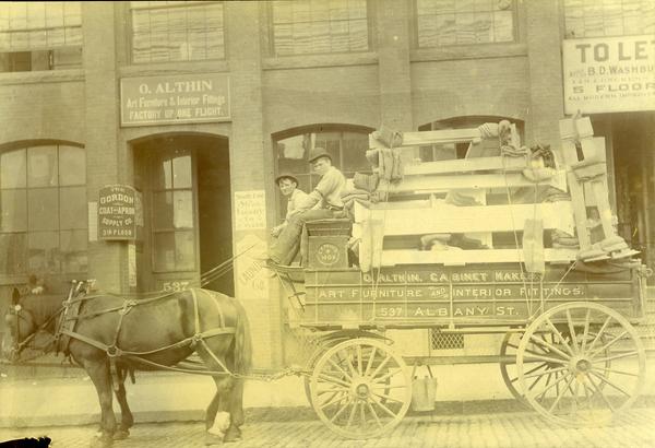 Olaf Althin’s wagon with furniture in front of his shop in 1906, courtesy, the Winterthur Library: Joseph Downs Collection of Manuscripts and Printed Ephemera.