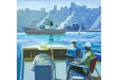 JAMES WEEKS, Framed oil on canvas, “Sunday Boating,” 42” x 44”