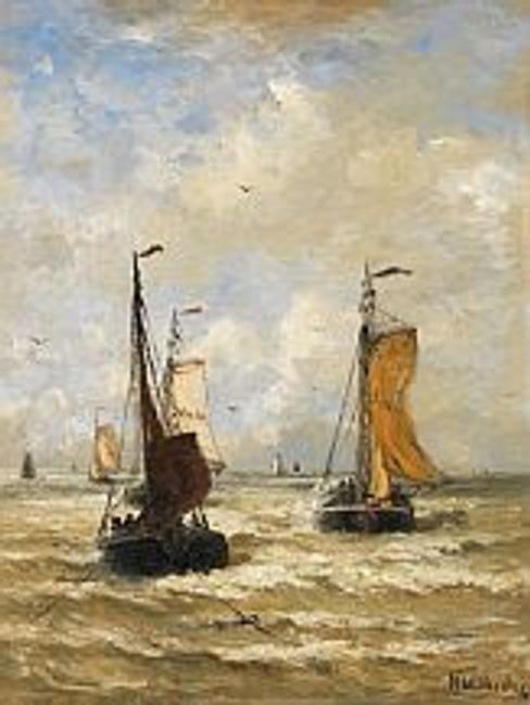  Hendrik Willem Mesdag Die Rückkehr der Fischer.  1890er Jahre Oil on wood, 51x39,3 cm (20x15.4 in) Result: € 144.000*