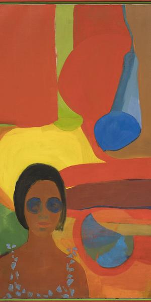 Emma Amos, Baby, 1966, oil on canvas.  ©EMMA AMOS/COURTESY THE ARTIST AND RYAN LEE GALLERY, NEW YORK