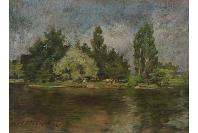 Lot.  2 William Merritt Chase "Poplar Lake" at Aspire Auction