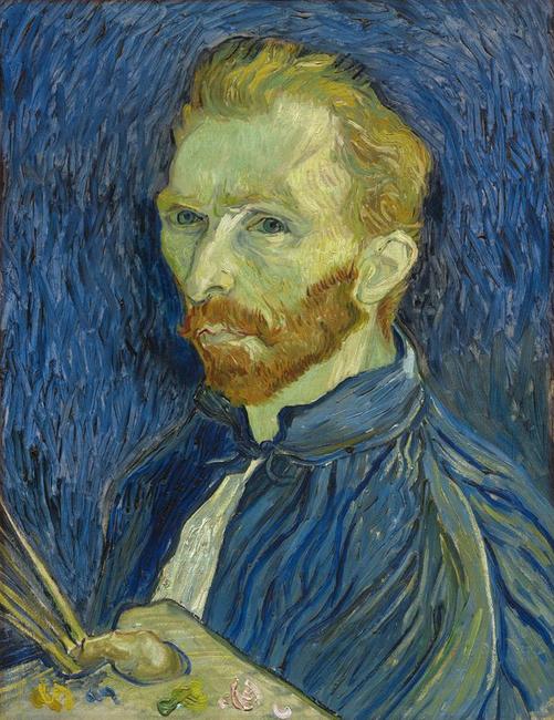 VINCENT VAN GOGH (Dutch, 1853–1890): Self-Portrait, 1889.  Oil on canvas, 22 ½ by 17 ¼ inches.  National Gallery of Art, Washington, Collection of Mr.  and Mrs.  John Hay Whitney, 1998.74.5 