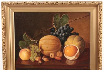 Austin C.  Wooster (American 1838 – 1913): Nature's Bounty - Oil on canvas, 11.5 x 14.75 inches / Signed lower right