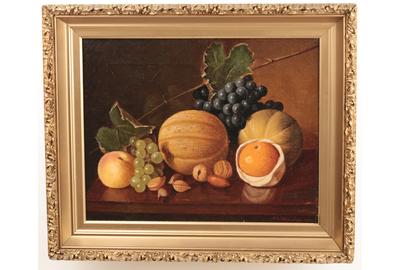 Austin C.  Wooster (American 1838 – 1913): Nature's Bounty - Oil on canvas, 11.5 x 14.75 inches / Signed lower right