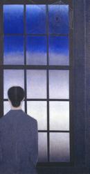 Will Barnet, The Spider as an Artist, 1990, oil on canvas, 42 x 22 inches 