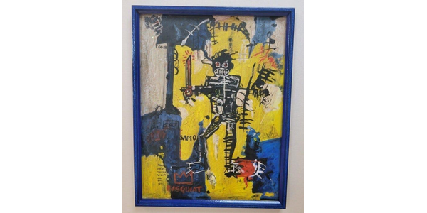 An alleged fake Basquiat painting for sale at Danieli Fine Art for $12 million.