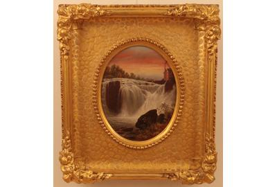 PETER BAUMGRAS (AMERICAN, 1827 – 1904) GENESEE RIVER Oil on Board, 9.25" x 7.25"/Signed lower right