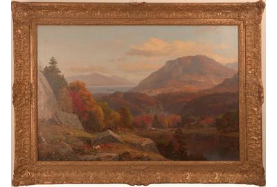 BENJAMIN F.  HAWLEY (AMERICAN, EARLY 20TH CENTURY) ( aka B.  F.  Hawley ) FALL LANDSCAPE Oil on canvas, 25 x 37.5 inches / Signed lower left