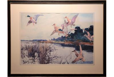  Frank Weston Benson (American 1862 - 1951) - Mallards: Watercolor, 14.5 x 21.75 inches/Signed lower left