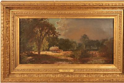 Henry Boese (American 1824 – 1897): Hurry Before the Storm - Oil on canvas, 9.5 x 17.5 inches/Signed lower right