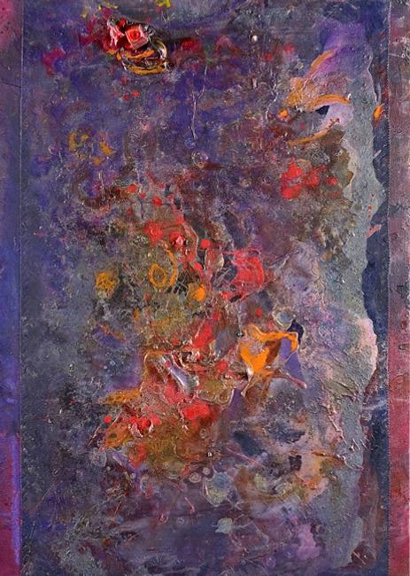 Frank Bowling, "Mauveblaise," 2011, acrylic and mixed media on canvas, 42 x 30 inches