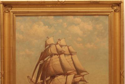 C.  Myron Clark (American 1858 – 1925) USS Constitution - Oil on canvas, 33 x 26.25 inches/Signed lower right