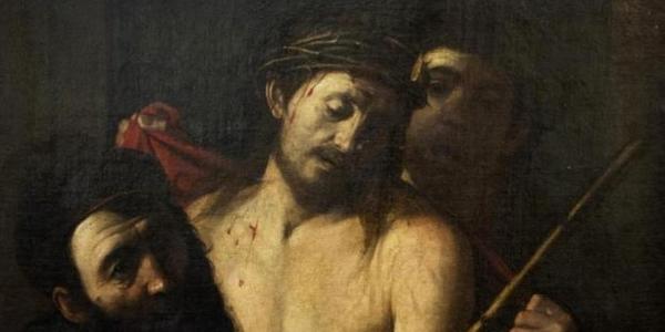 Detail of the painting that was originally attributed in an online auction catalogue to a 17th-century artist who was a notable follower of Caravaggio.