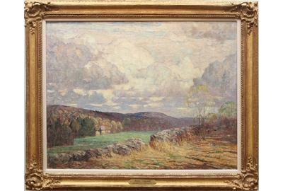 Dines Carlsen (American 1901 - 1966): CT Landscape - Oil on canvas, 25 x 32 inches/Signed lower right