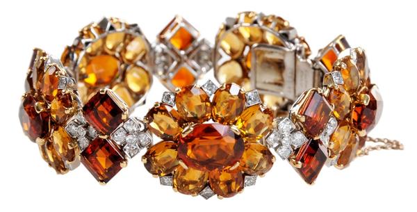 Vintage Cartier Paris, Diamond and Citrine Bracelet circa 1940s - Sold for $144,000