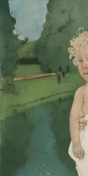 Mary Cassatt, American (1845-1926) By the Pond, 1898.  Color aquatint and drypoint, 15 1/2 ~ 18 15/16 in.  Gift of Judge Richard J.  and Catherine Clarke Cardamone, 2015.5.3 