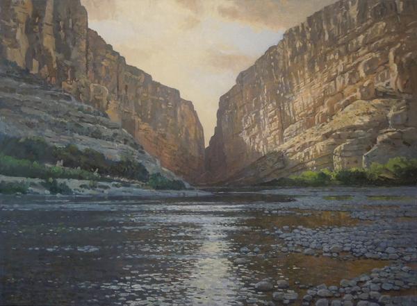 David Caton, Santa Elena Canyon, Big Bend, 2015, oil on canvas, 36x48 inches