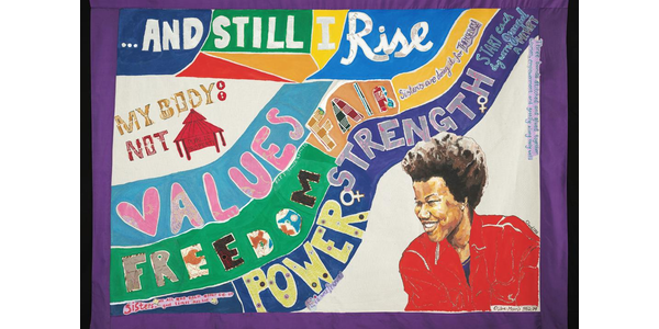 Banner by Service users from East London Foundation Trust, Tower Hamlets working with Claudette Johnson