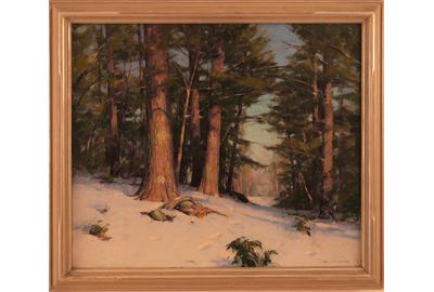 Allen Dean Cochran (American 1888 - 1935): Winter Landscape - Oil on canvas, 19.5 x 23.5 inches/Signed lower right