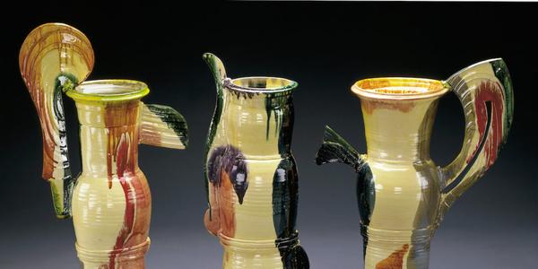 Trio of Toy Soldiers, 1989; Designed by Betty Woodman (American, 1930-2018); Glazed earthenware; Cooper Hewitt, Smithsonian Design Museum, Museum purchase from James Ford Fund, 1990-97-1; Photo © Smithsonian Institution