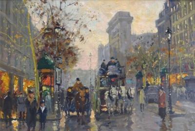 Edouard Cortes, Parisian Street Scene.