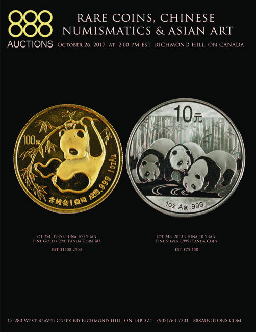 October 26, 2017: RARE COINS, CHINESE NUMISMATICS & ASIAN ART