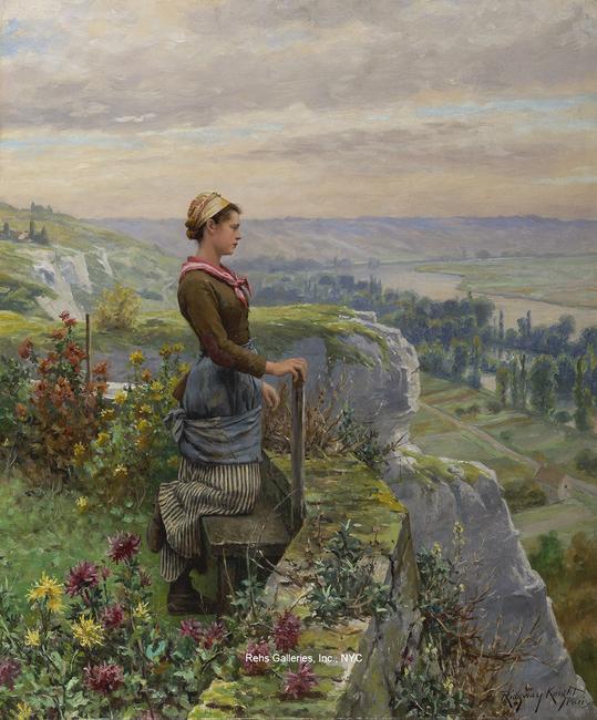 Daniel Ridgway Knight "On the Terrace, Rolleboise"