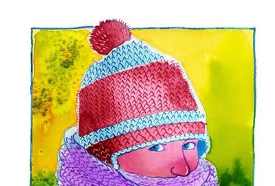 Fine Art Daily, hat and scarf, cold weather, Red Hots