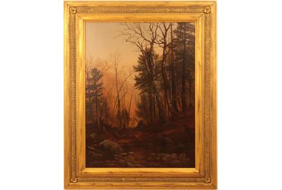 Robert Decker (American 1847 - 1921): A Fall Landscape - Oil on canvas, 23.5 x 17.5 inches/Signed lower left