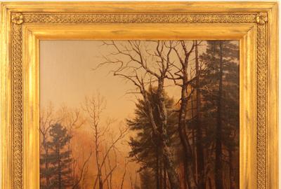 Robert Decker (American 1847 - 1921): A Fall Landscape - Oil on canvas, 23.5 x 17.5 inches/Signed lower left