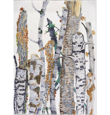 Big Time (The Birches) Watercolor, 72x52 inches