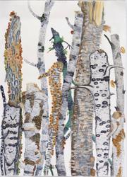 Big Time (The Birches) Watercolor, 72x52 inches