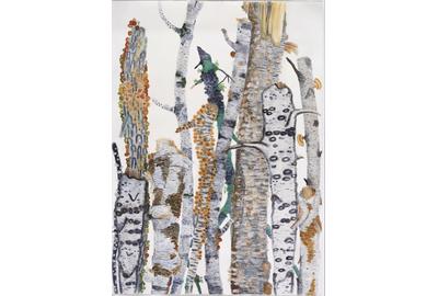 Big Time (The Birches) Watercolor, 72x52 inches