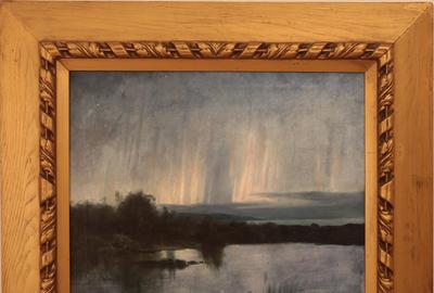 FRANKLIN DEHAVEN (AMERICAN 1856 - 1934) AURORA BOREALIS Oil on canvas, 15.5 x 19.25 inches/Signed lower left