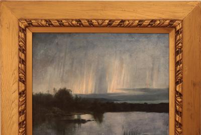 Franklin DeHaven (American 1856 - 1934): Aurora Borealis - Oil on canvas, 15.5 x 19.25 inches/Signed lower left 