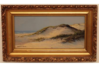 Arthur V.  Diehl (American, 1870-1929) : Sand Dune - Oil on canvas, 5.5 x 11.75 inches / Signed lower left 