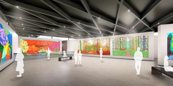 Interior rendering for planned Dodington Art Gallery, designed by Wilkinson Eyre.