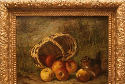 Elias Abberley (American, 19th and early 20th century)( aka Elias T.  Abberley, Elias T Abberley ): Delightful Find - Oil on canvas, 11.5 x 15.5 inches / Signed lower left