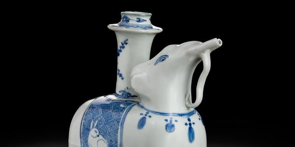 Elephant Pouring Vessel (Kendi) made by artists in Jingdezhen, China, c.  1600.  Peabody Essex Museum.