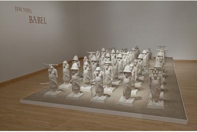 Installation view of Babel at the John Michael Kohler Arts Center, 2010.  Artist Jim Neel created the work during his first Arts/Industry residency in the Kohler Co.  Pottery.  Photo courtesy of the John Michael Kohler Arts Center.  