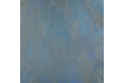 Perle Fine, Cerulean Neon, c.  1970, acrylic on linen, 68 x 68 inches.