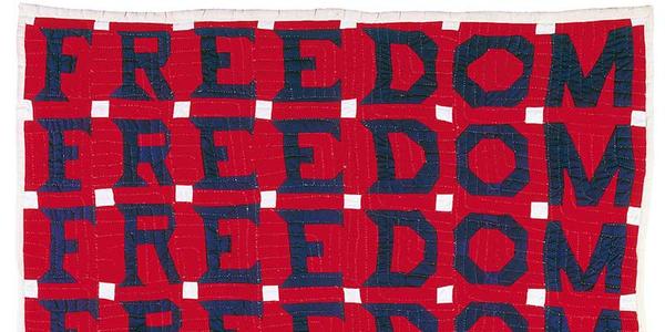 Freedom Quilt; Jessie B.  Telfair (1913–1986); Parrott, Georgia;1983; Cotton, with pencil; 74 x 68 in.; Collection American Folk Art Museum, New York; Gift of Judith Alexander in loving memory of her sister, Rebecca Alexander, 2004.9.1; Photo by Gavin Ashworth