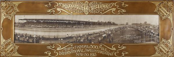 The Third Annual Indy 500 driver's trophy in presentation frame by Heintz Art Metal Shop is estimated between $5,000 and $7,000.  It offers collectors a unique opportunity to own a piece of early auto racing history.