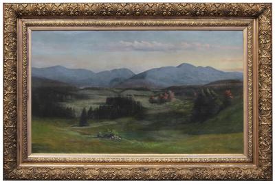 Theodore Gegoux (1850 – 1931): The MacIntyre Range of the Adirondacks - Oil on canvas, 27.5 x 47.25 inches / Signed lower right