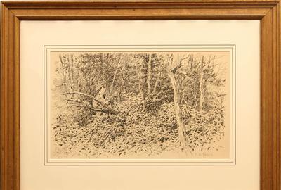 Arthur Burdett (A.B.) Frost (American 1851 – 1928) ( aka Arthur Burdett Frost, A.  B.  Frost ): Grouse Hunting - Pen and ink, 9.75 x 14.5 inches / Signed lower right