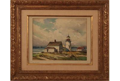 John Cuthbert Hare (American 1908 - 1978): Cape Cod Light - Watercolor, 7 x 8.25 inches/Signed lower right