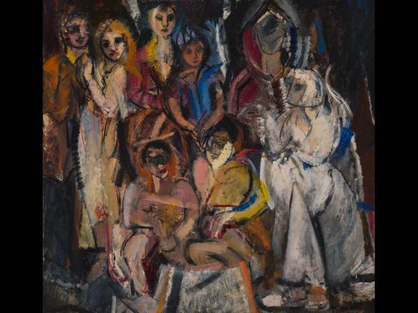 Grace Hartigan, Masquerade, 1954.  Oil on canvas.  Collection of Lizbeth and George Krupp.  © Estate of Grace Hartigan.