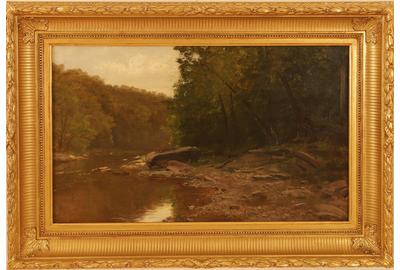 George Hetzel (American 1826 – 1899): Lawrence County, PA - Oil on canvas, 13.5 x 22.5 inches/Signed lower left